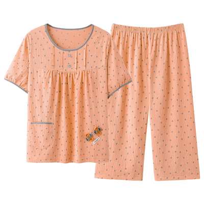 七分裤大码中年妈妈家居服套装夏