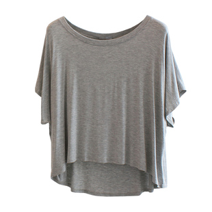 百搭薄款短袖莫代尔t恤女夏宽松显瘦圆领短款罩衫舞蹈服运动上衣