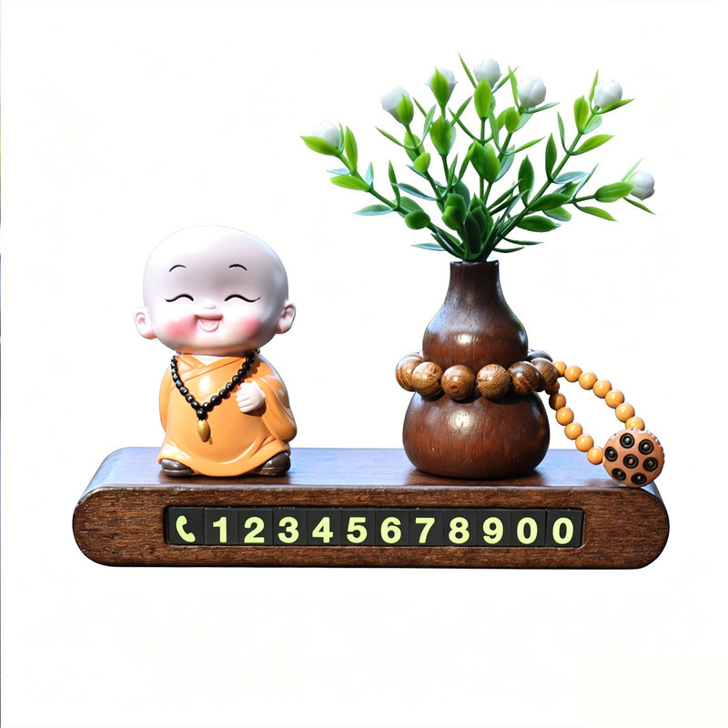 车载小和尚实木临时停车号码牌
