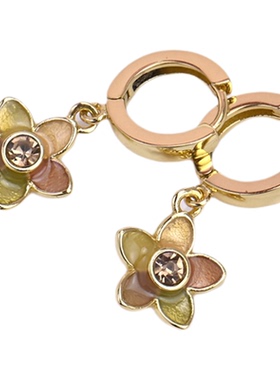 珐琅釉彩花朵彩色花瓣耳环项链女