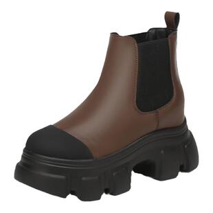 达芙妮厚底马丁靴冬款黑色新款女鞋套筒皮鞋女秋冬季加绒鞋子短靴