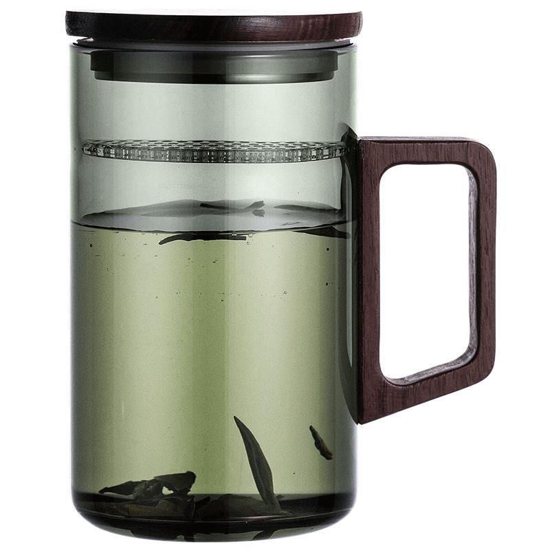 茶漏一体月牙杯玻璃水杯大容量