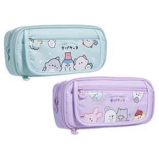 得力幽幽家族联名双层笔袋大开口卡通文具盒大容量铅笔盒小学生儿童女孩款多功能可爱文具袋开学礼物可爱学生