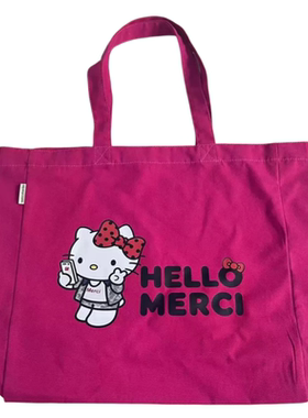 法国Kitty x Merci联名帆布包女托特包手提斜挎手提包购物环保袋