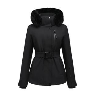 安欧兔小腰精派克服女中长款收腰羽绒服耐磨耐脏防水夹克毛领可拆