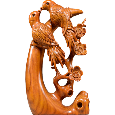 花梨木喜上眉梢根雕木质乔迁新居