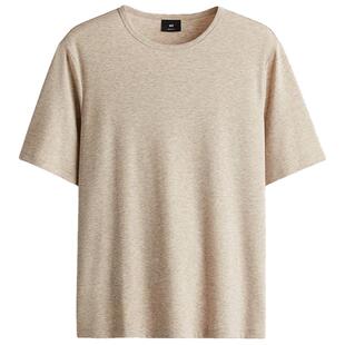 HM男装T恤春季标准版型莱赛尔混纺T恤打底衫1276904