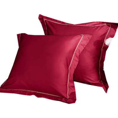 酒红100支长绒棉大靠枕套结婚