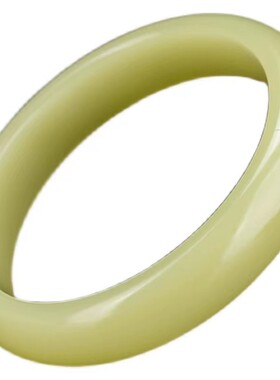 新疆金丝玉浅黄色手镯精美时尚女士中宽平安镯百搭气质