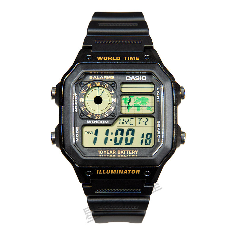 CASIO卡西欧小方块复古防水手表AE-1200WH-1A十年电力胡一天同款