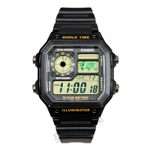 CASIO卡西欧小方块复古防水手表AE-1200WH-1A十年电力胡一天同款