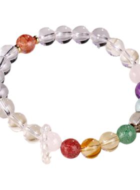 定制款白水晶手串海蓝宝紫水晶