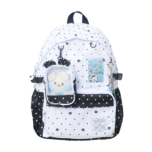 LOLA DESIGN波点二次元少女大容量书包 日系复古百变双肩痛包吧唧