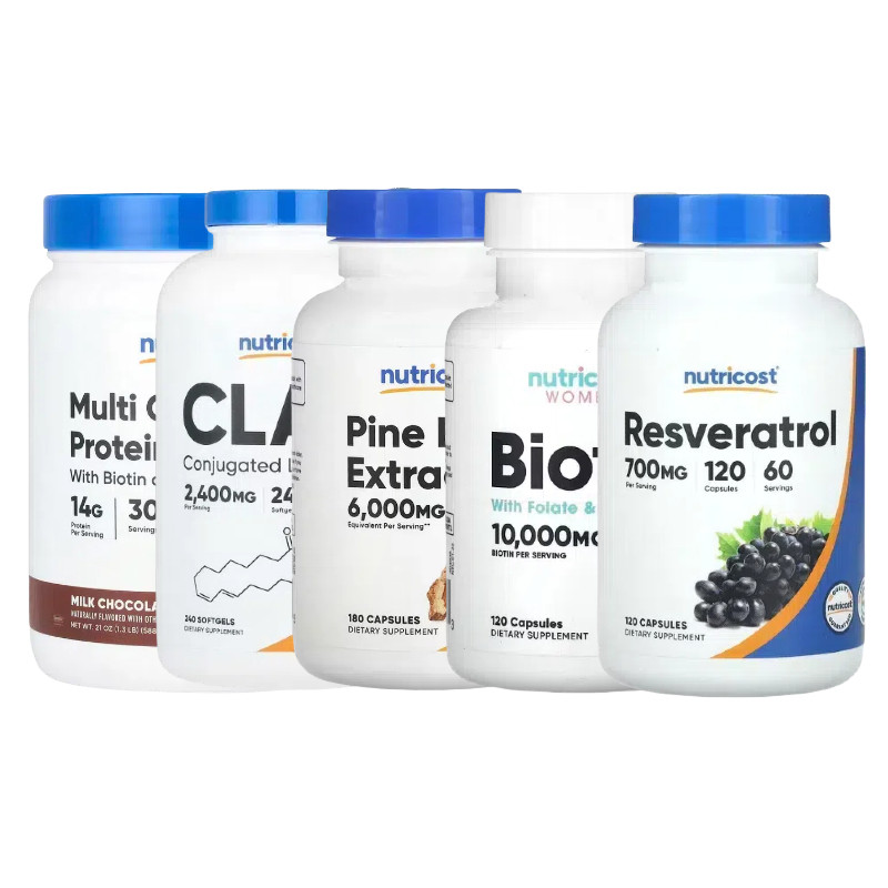 美国Nutricost女性含叶酸和复合胶原蛋白的生物维生素白藜芦醇CLA