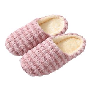 日式居家女情侣棉拖鞋静音防滑木地板拖鞋冬季家居室内软底拖鞋