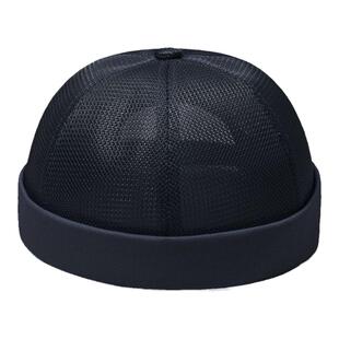 瓜皮帽男款夏季薄款无檐日系雅痞帽无帽檐帽子女嘻哈透气地主帽男