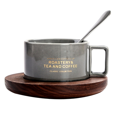 咖啡杯碟套装陶瓷简约浮雕美式