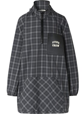 【早春新品】IIIVIVINIKO薇薏蔻复古暗格纹运动感连帽卫衣连衣裙