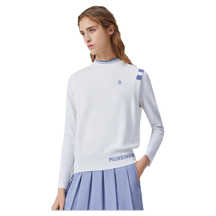 MUNSINGWEAR万星威女士秋冬高尔夫圆领休闲拼色薄款针织马甲