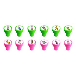 十二生肖小印章12圆章可爱盖章儿童彩色小动物图章头像教具玩具印