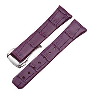 适用于OMG欧米茄星座真皮表带双鹰系列凹接口紫黑红真皮手表带男
