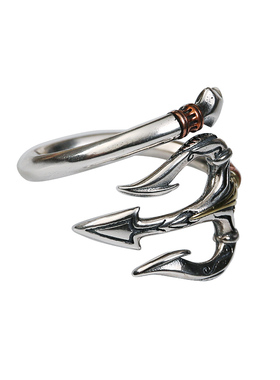 YUKI男女气质三叉戟纯银食指戒