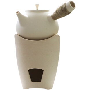 白泥日式粗陶侧把提梁烧水炭炉陶壶套装耐用原矿煮茶器工夫茶家用