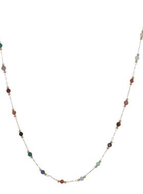 彩色石头锁骨链满天星细项链叠戴