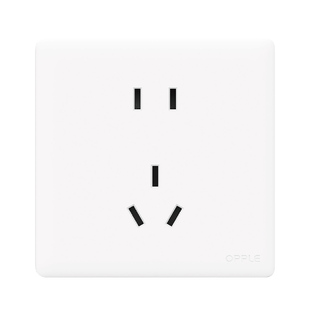 欧普官方旗舰店超薄哑光肤感开关插座面板五孔16a插座T02致享白