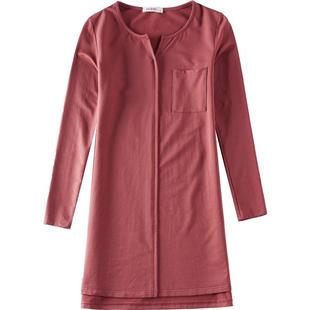 秋冬新款纯棉大码女装中长款圆领长袖t恤加绒加厚保暖打底衫上衣