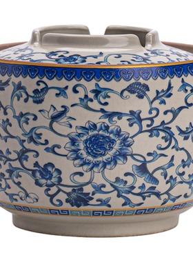 青花汝窑缠枝莲烟灰缸