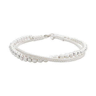 土耳其S925纯银双层编织手链男女银珠古法手工情侣手饰高级感小众