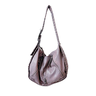 YAU大树 气泡粉健身包大容量通勤包宽肩带编织小众百搭休闲水桶包