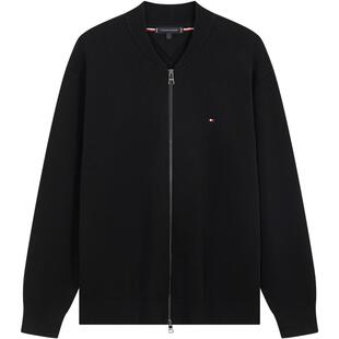 Tommy26秋冬男装商务休闲通勤青年宽松棒球领双拉链针织开衫外套