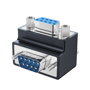 绿众90度弯头DB9公转母转接头L型RS-232串口头DB9公母头9针连接器