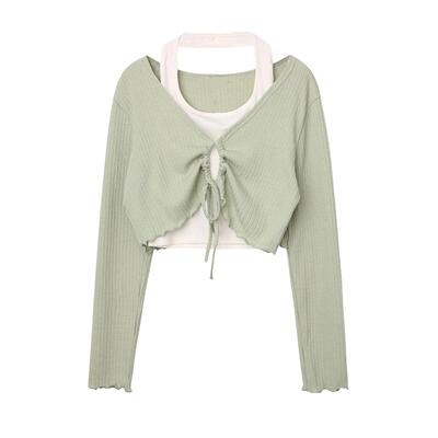 辣妹短款挂脖上衣bm风