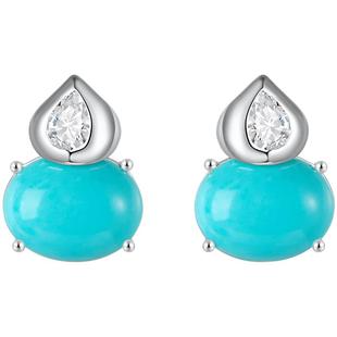 ZEGL设计师福禄葫芦系列绿松石耳钉女气质大气耳环925银高级耳饰