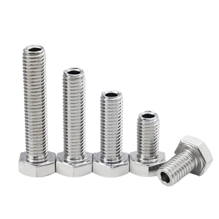 304不锈钢空心螺丝外六角通孔穿孔螺栓带孔中空螺丝大全M5M6M8M10