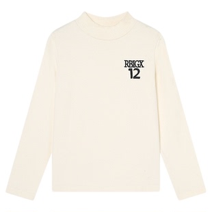 RBIGX瑞比克童装2025秋季新款美式复古字母印花半高领男童打底衫