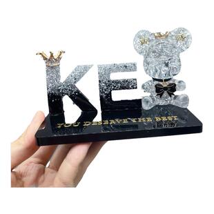 轻奢皇冠大耳熊汽车摆件定制姓名首字母摆台女神车内装饰节日礼品