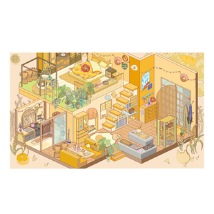 琥珀光室造景贴纸沐染我的两层国系列琥珀光室微缩场景3D立体小屋贴画手帐手工玩具女孩打发时间新年礼物