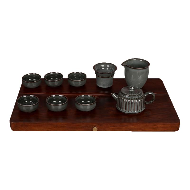 流转千年青瓷复古铁胎功夫茶具