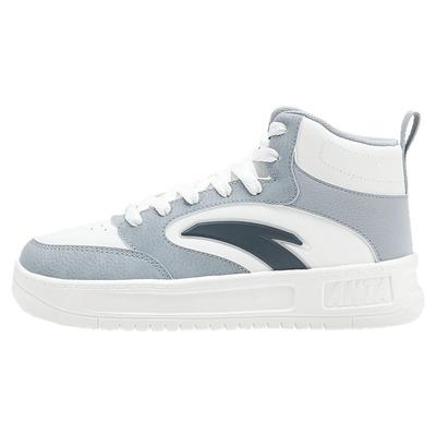 安踏板鞋高帮男鞋皮面厚底运动鞋