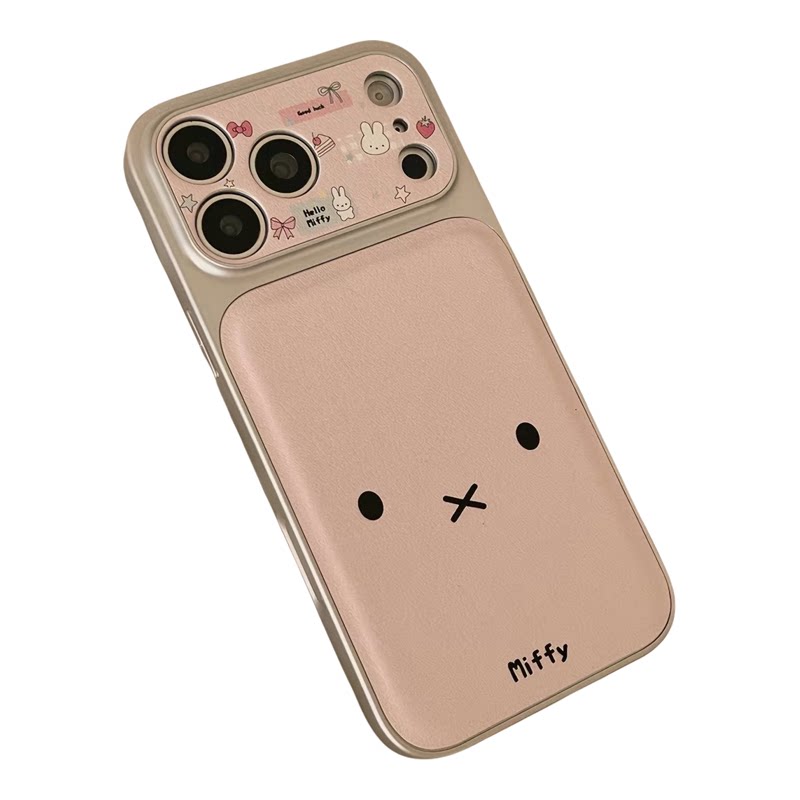 可爱粉色米菲兔适用苹果17promax手机壳iphone16pro带挂绳防摔壳
