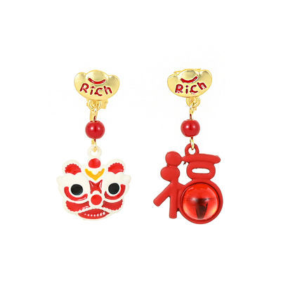 Vintage古着LionDance耳饰