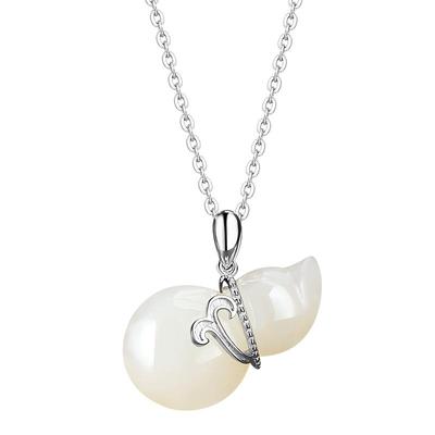 和田玉福禄项链纯银999轻奢小众