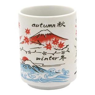 日本进口日式陶瓷水杯富士山茶杯家用马克杯寿司杯清酒杯釉下彩