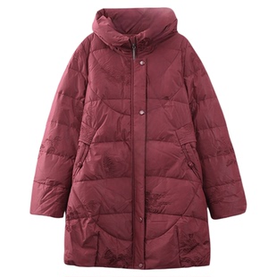 依佈中老年2025冬季新款羽绒服中长款保暖外套宽松大码妈妈装上衣