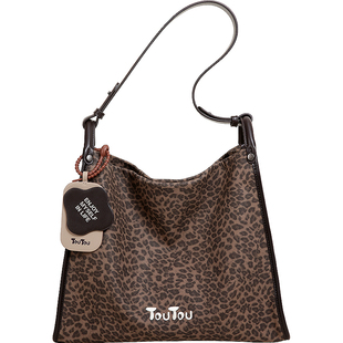 新年礼物TOUTOU透透豹纹托特包大容量通勤腋下包休闲百搭单肩包女