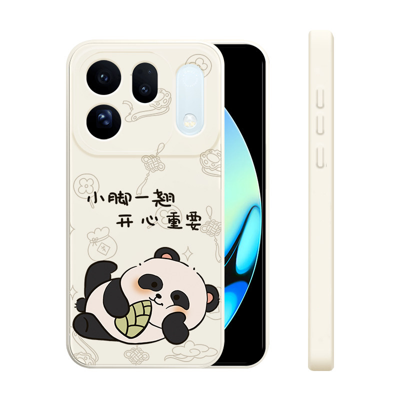 适用OPPOFindX10手机壳新款FindX10E液态硅胶软壳findx10promax镜头全包防摔保护套潮男女生网红卡通翘脚熊猫